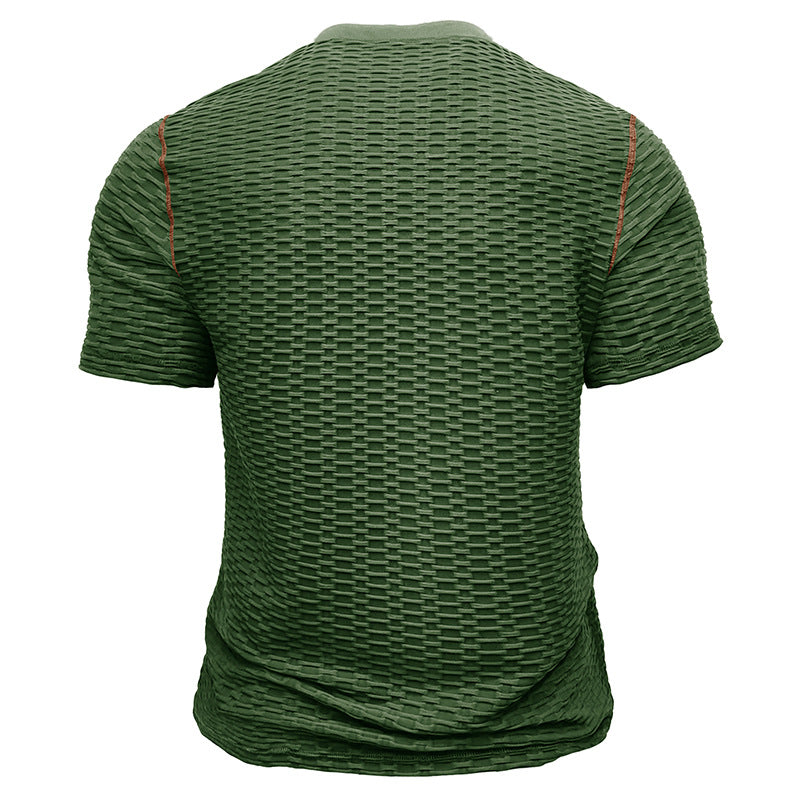 Herren Kurzarm-Henley-T-Shirt mit strukturiertem Design und figurbetonter Passform Echoarchiv