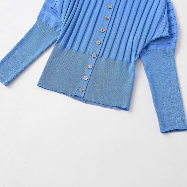 Damen Gerippte Strick-Cardigan mit Ballonärmeln und durchgehender Knopfleiste Echo Archiv