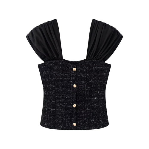 Damen Wickelbluse mit voluminösen Puffärmeln und dekorativen Knopfdetails Echo Archiv