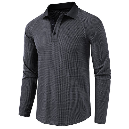 Herren Sportliches Langarm-Poloshirt mit Struktur Echoarchiv