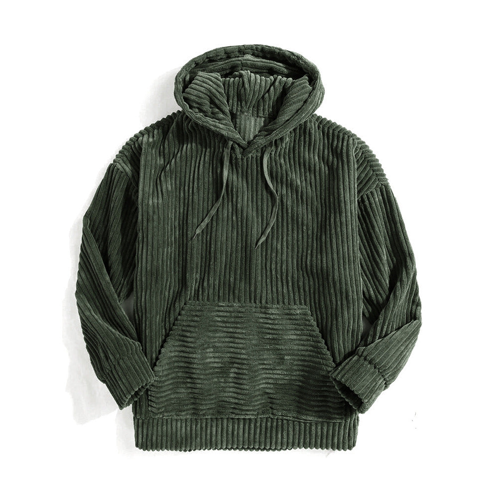 Unisex nan gerippter Samt-Hoodie mit Kapuze und Kängurutasche Echo Archiv