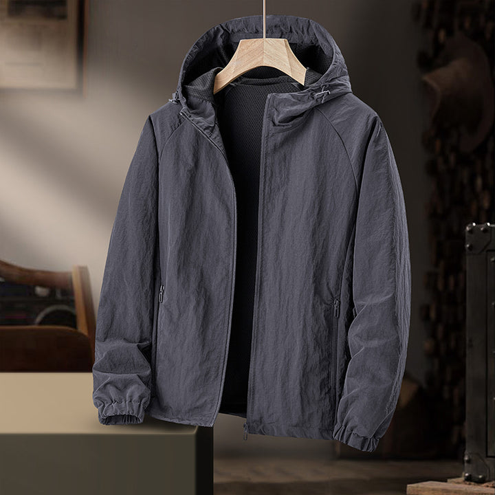 Herren Ultraleichte Kapuzen-Windjacke mit Mesh-Futter und wasserabweisender Außenlage Echo Archiv