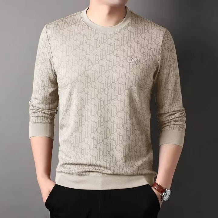 Herren Luxuriöser Rundhals-Pullover mit Marken-Design Echoarchiv