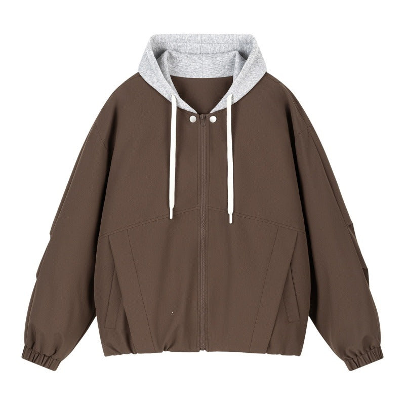 Unisex Oversize Kapuzen‑Zipjacke mit kontrastiertem Kapuzenfutter und elastischem Saum Echoarchiv