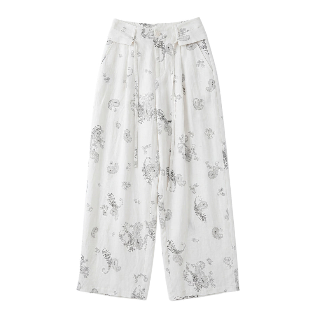 Damen Weite Leinenhose mit Paisleymuster Echo Archiv