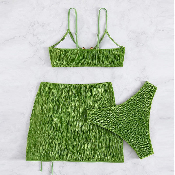 Damen Triangel-Bikini-Set mit Rüschendesign und modischem Rock Echo Archiv