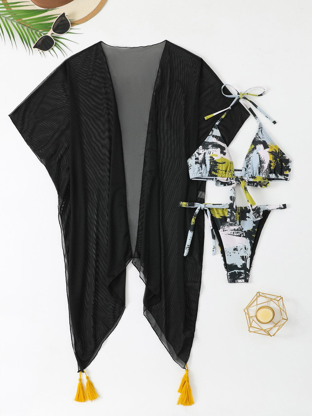 Damen Bademantel- und Bikini-Set mit trendigen Quasten Echo Archiv