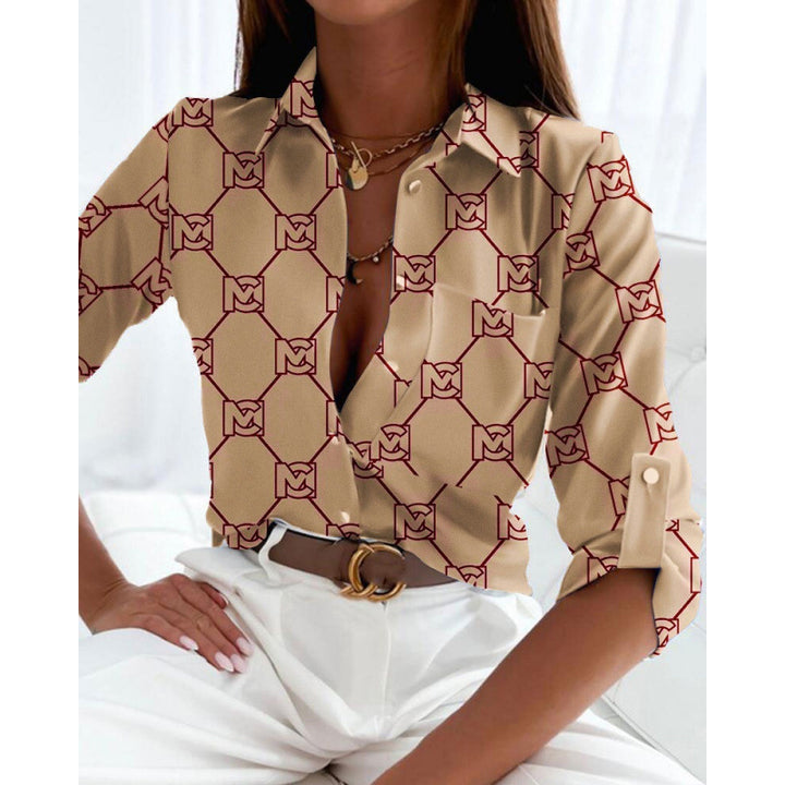 Damen modische Bluse mit künstlerischem Linienstil Echo Archiv