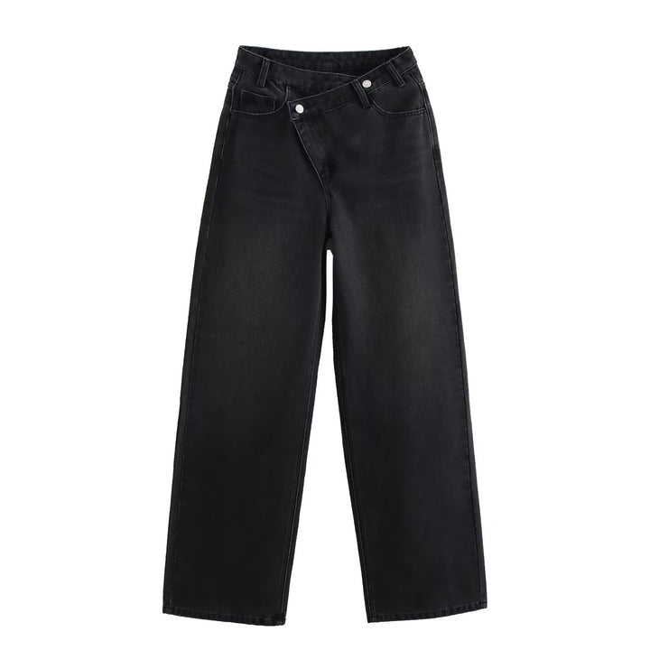 Damen weit geschnittene Jeans im modernen Design mit asymmetrischem Schnitt Echo Archiv