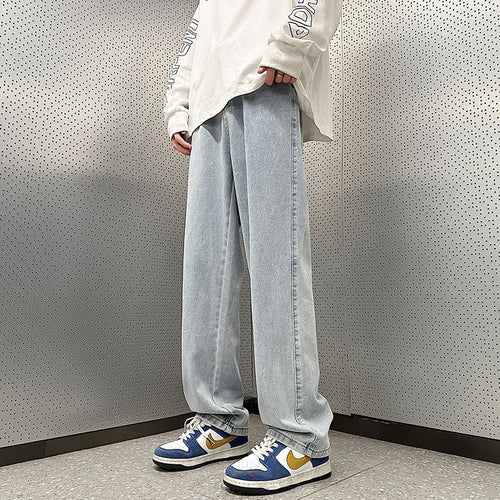 Herren Weite Vintage-Denim-Hose im Baggy‑Straßenstyle mit vorderer Bügelfalte Echo Archiv