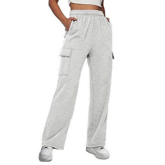 Damen nan lässige Cargo-Freizeithose mit weitem Bein elastischem Bund und aufgesetzten Taschen Echo Archiv
