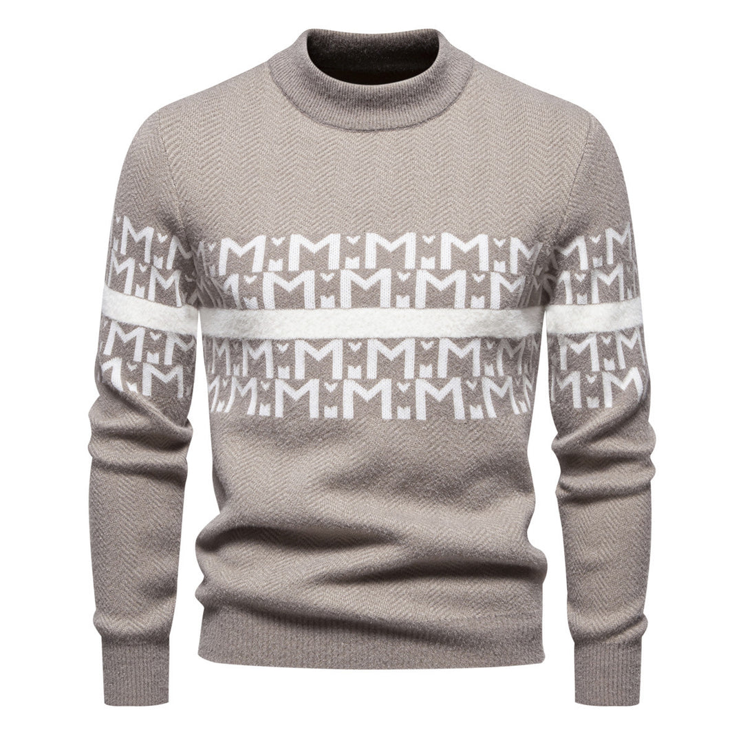 Herren Strickpullover mit modernem Zopfmuster und hohem Stehkragen Echoarchiv