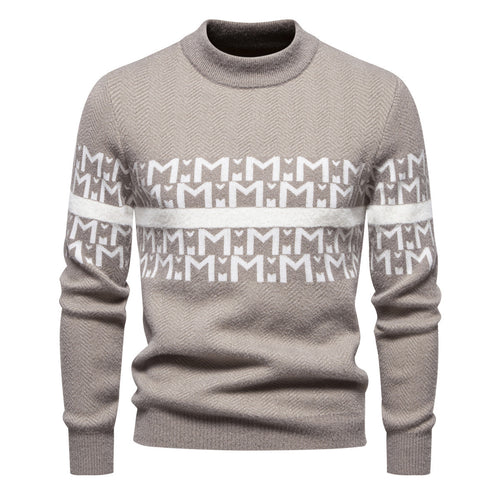 Herren Strickpullover mit modernem Zopfmuster und hohem Stehkragen Echoarchiv