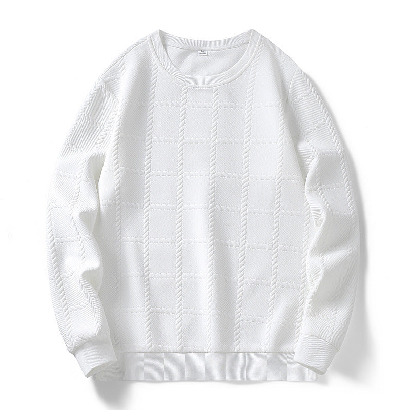 Herren Feinstrukturierter Rundhals‑Strickpullover mit Karomuster und lässigem Schnitt Echo Archiv