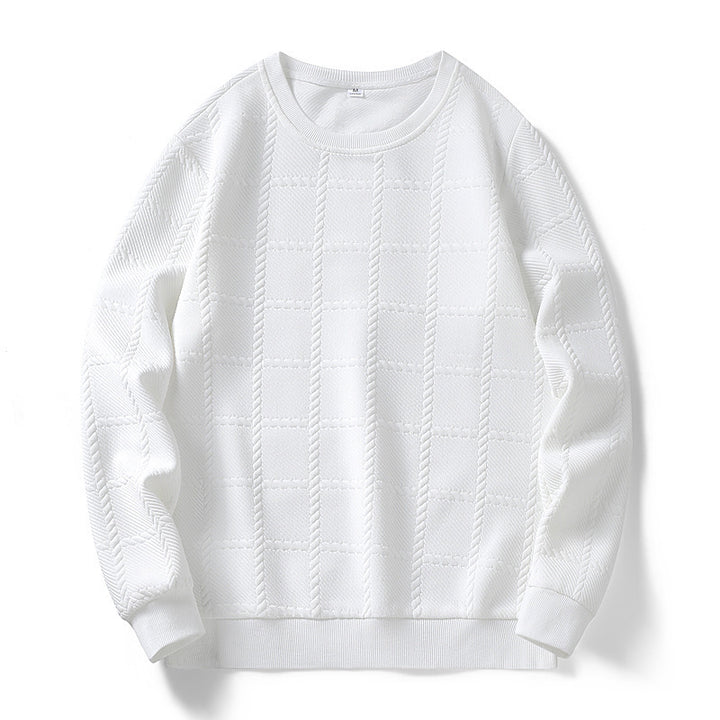 Herren Feinstrukturierter Rundhals‑Strickpullover mit Karomuster und lässigem Schnitt Echo Archiv