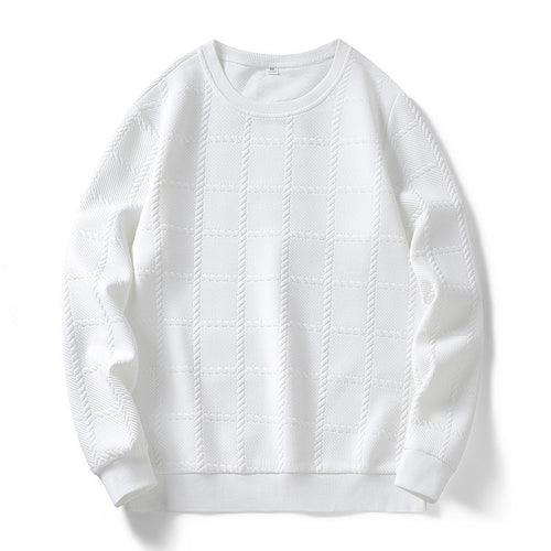 Herren Feinstrukturierter Rundhals‑Strickpullover mit Karomuster und lässigem Schnitt Echo Archiv