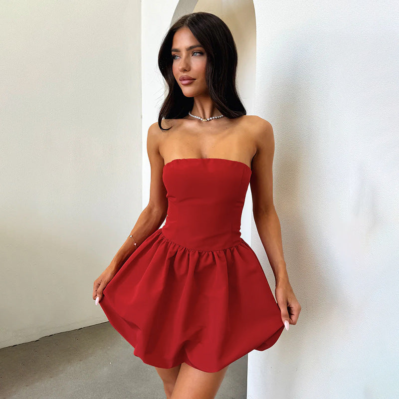 Damen elegantes Bandeaukleid mit voluminösem Rock Echo Archiv