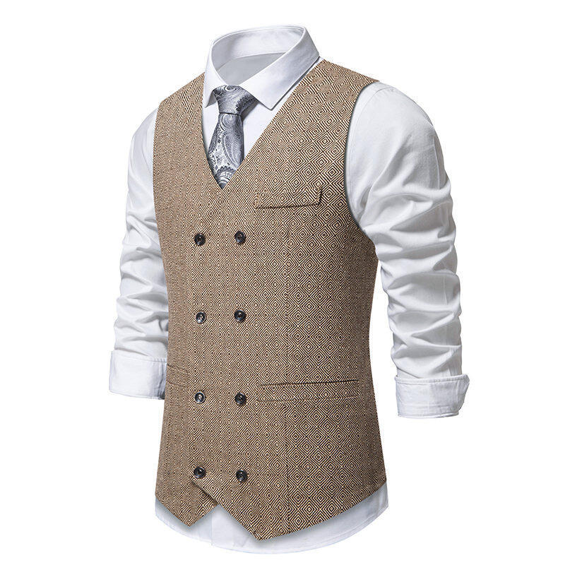 Herren elegante Doppelreiher-Weste mit dekorativem Muster Echoarchiv
