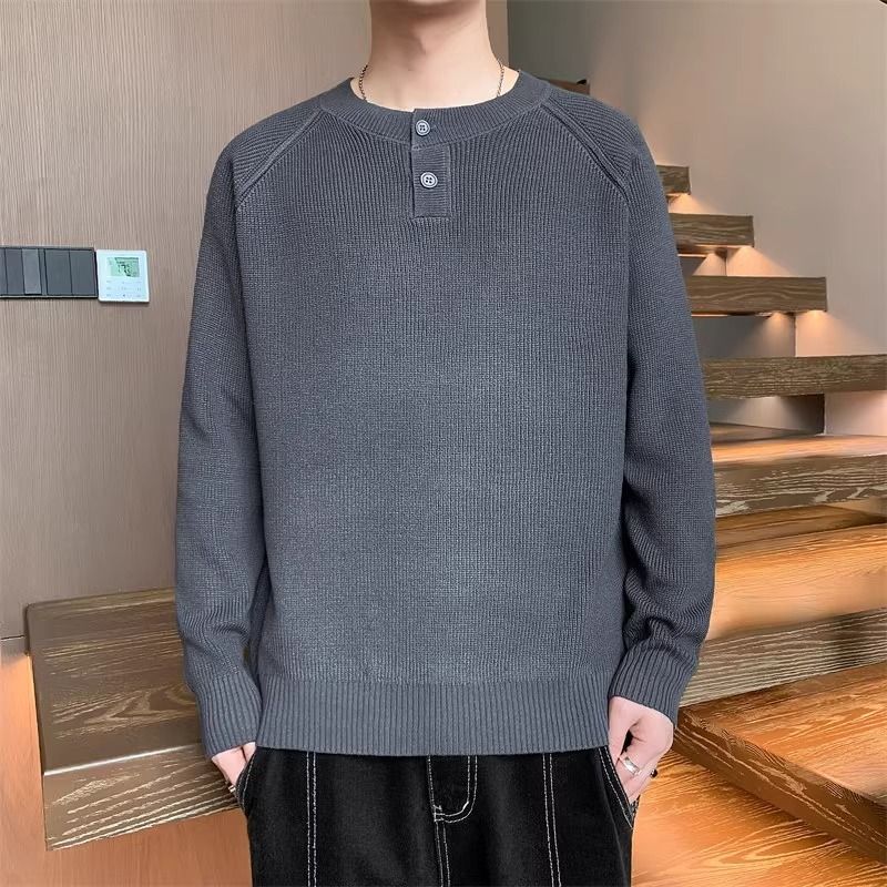 Herren Strickpullover mit umschaltbarem Kragen und hochwertiger Textur Echoarchiv