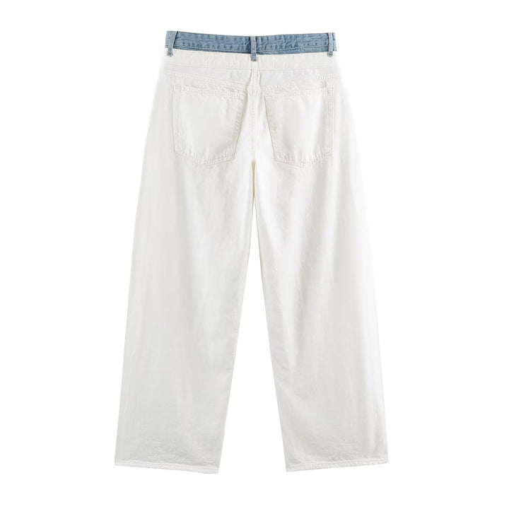 Damen Weite High‑Waist‑Jeans mit Kontrastbund und Fünf‑Taschen‑Design Echo Archiv