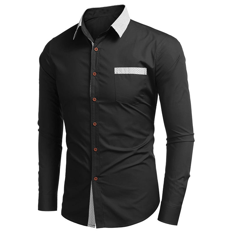 Herren elegantes Langarmhemd mit Kontrastdetails Echoarchiv