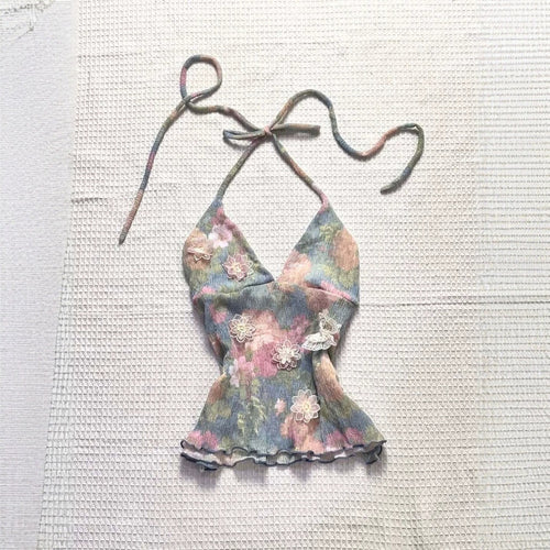 Damen zartes Sommer-Top mit floralen Details Echo Archiv