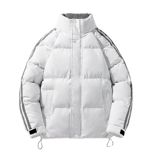 Männermode Sportliche gesteppte Winterjacke mit hohem Stehkragen, Ärmelnstreifen und verstellbarem Saum – Marzano