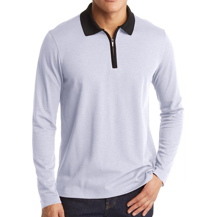 Herren Langarm-Polo mit stylischem Reißverschluss und kontrastierendem Kragen Echoarchiv