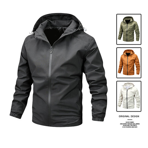 Herren wasserdichte Sportjacke mit verstellbarer Kapuze Echoarchiv