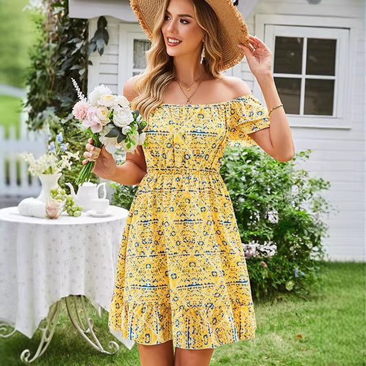Damen lässiges Sommerkleid mit Rüschendetails Echo Archiv
