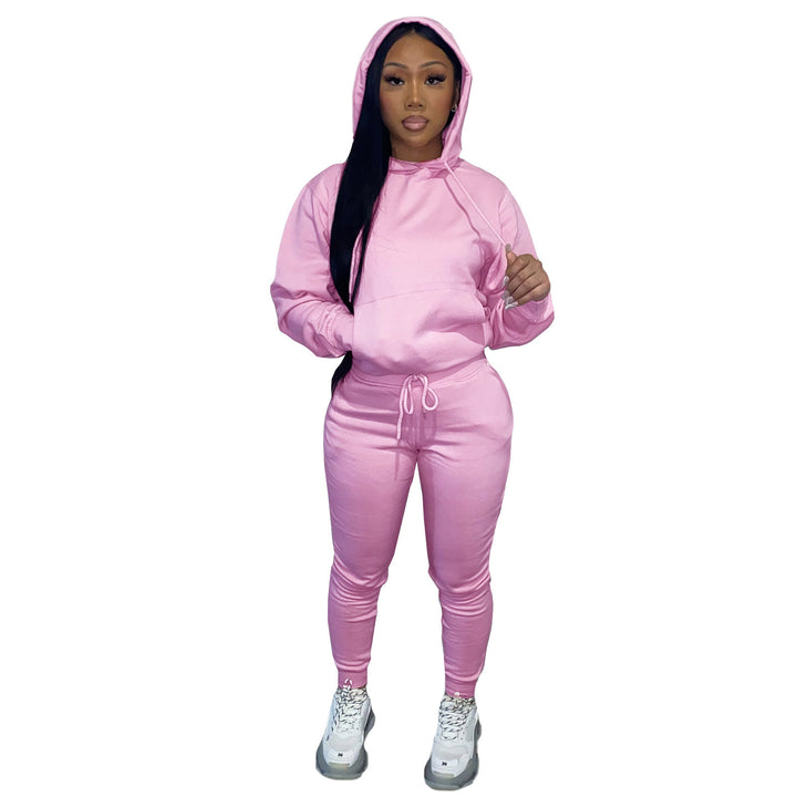 Damen nan Kapuzen-Lounge-Set mit Kängurutasche taillierter Jogginghose und Bündchen Echo Archiv