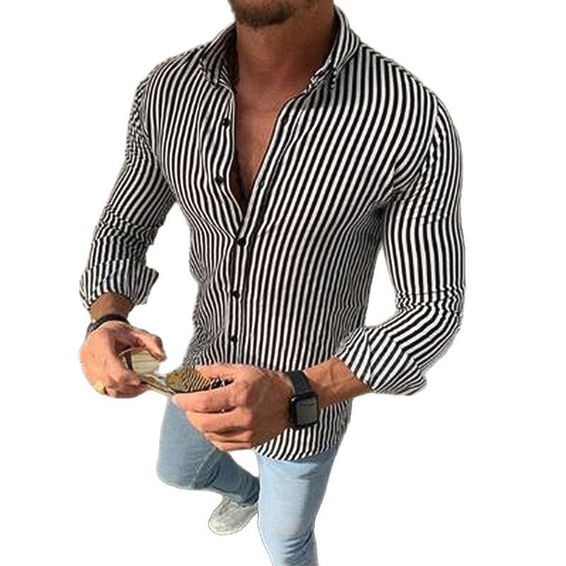 Herren Langarmhemd mit feinen Streifen und eleganter Passform Echoarchiv