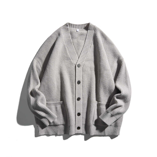 Damen Oversize Rippenstrick-Cardigan mit V‑Ausschnitt und aufgesetzten Taschen Echoarchiv