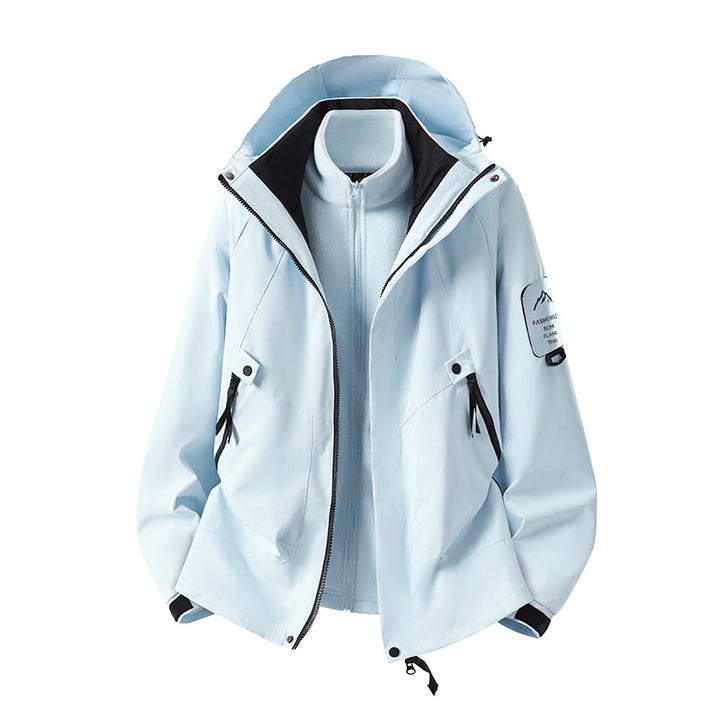 Herren Zwei-in-eins Wetterschutzjacke mit abnehmbarer Steppweste und verstellbarer Kapuze Echoarchiv