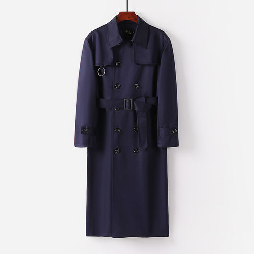 Herren Wasserabweisender Doppelreihiger Trenchcoat mit Bindegürtel und Cape-Detail Echoarchiv