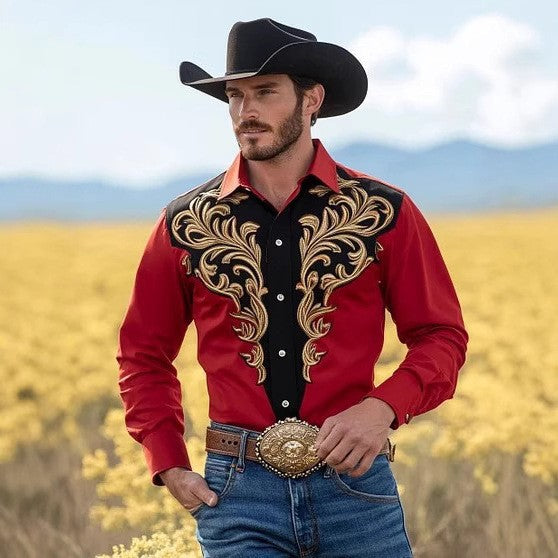 Herren Westernhemd mit kunstvoller Stickerei Echoarchiv