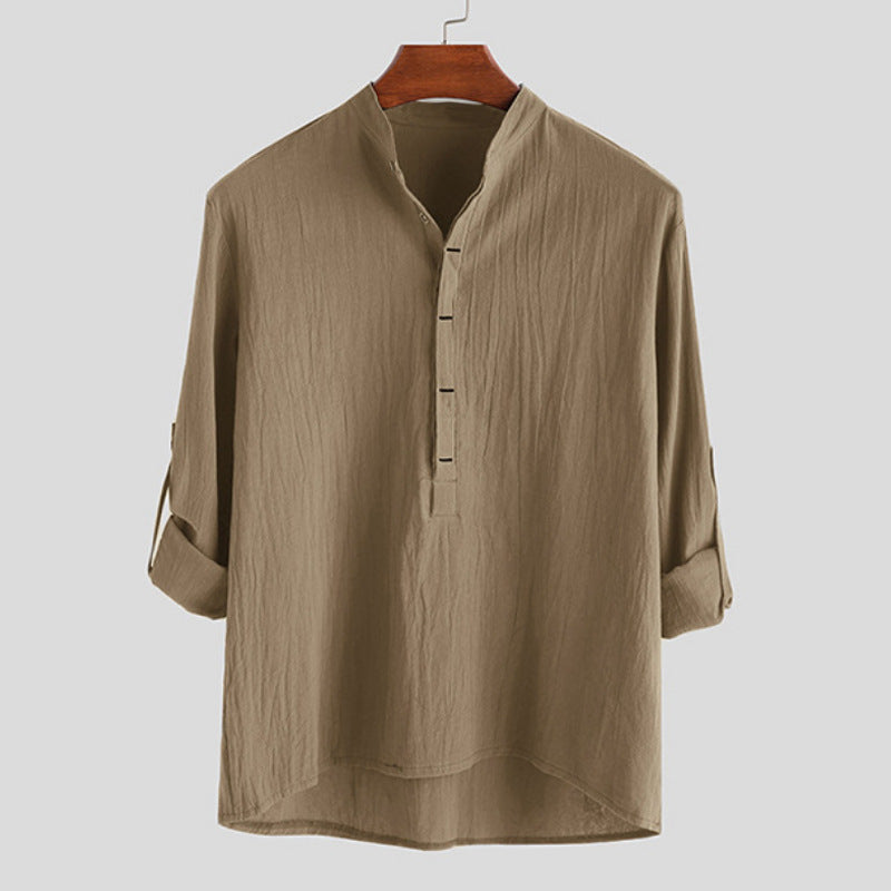 Herren Langarm-Henley-Hemd mit feinen Knopfdetails und lässigem Schnitt Echoarchiv