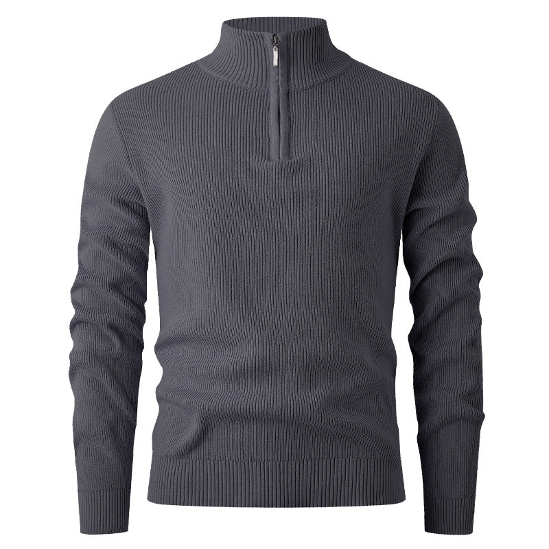 Herren nan Slim-Fit Halbzip-Strickpullover aus Merino-Baumwollmix mit verstärktem Stehkragen Echo Archiv