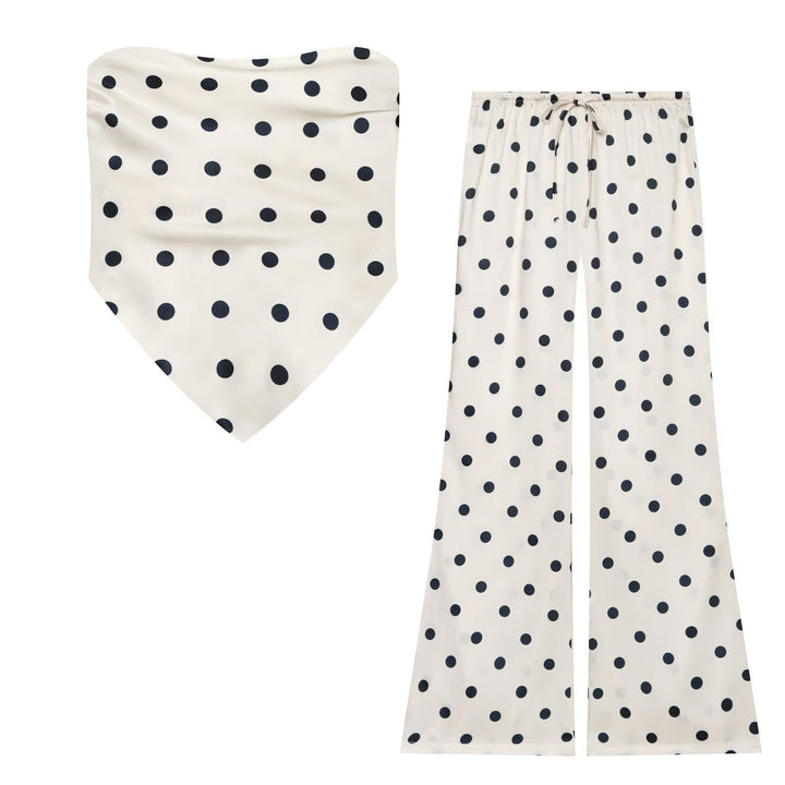 Damen Weite Satin-Hose mit elastischem Tunnelzugbund und Polka-Dot-Muster Echo Archiv