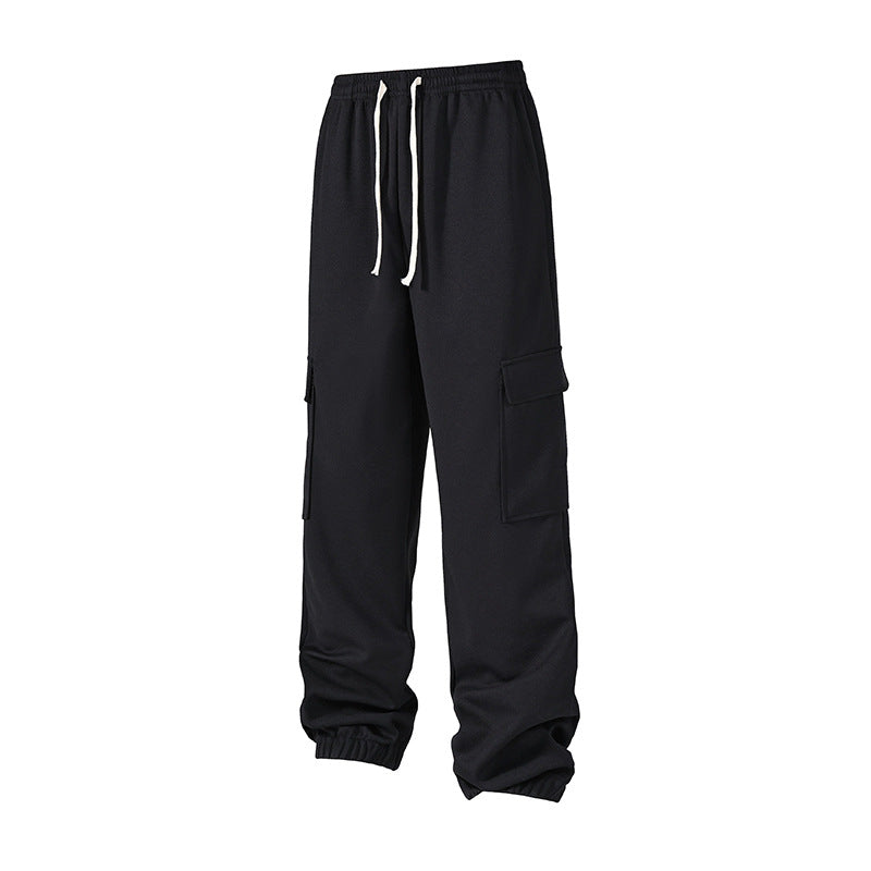 Herren lockere Cargo-Jogginghosen mit elastischem Bund, Kordelzug und aufgesetzten Klappentaschen – Bravaro