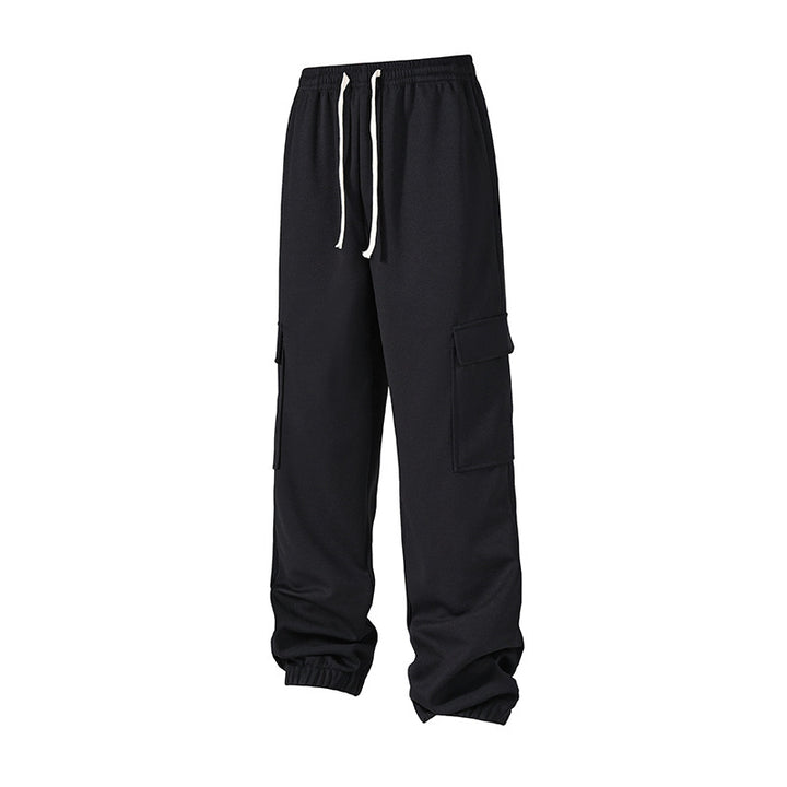 Herren lockere Cargo-Jogginghosen mit elastischem Bund, Kordelzug und aufgesetzten Klappentaschen – Bravaro