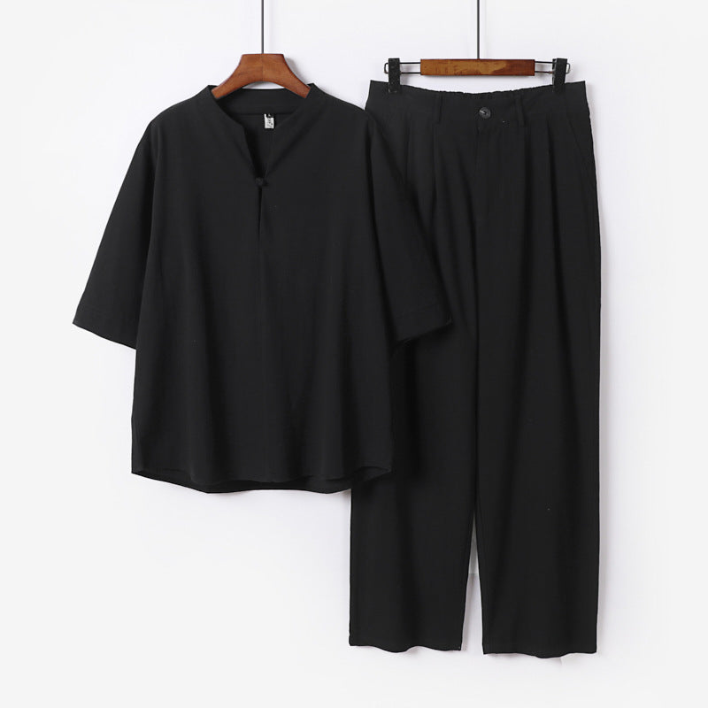 Herren Zweiteiliges Leichtes Freizeitset mit Stehkragen und elastischer Bundhose Echoarchiv
