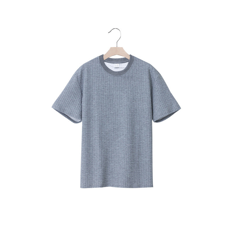 Herren lässiges Rundhals-T-Shirt mit strukturiertem Gewebe Echoarchiv