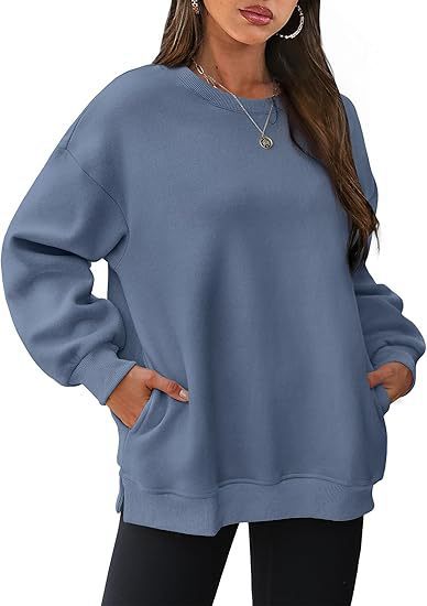 Damen nan lässiger Oversize-Sweatpullover mit seitlichen Eingrifftaschen, geripptem Saum und überschnittener Schulter Echo Archiv