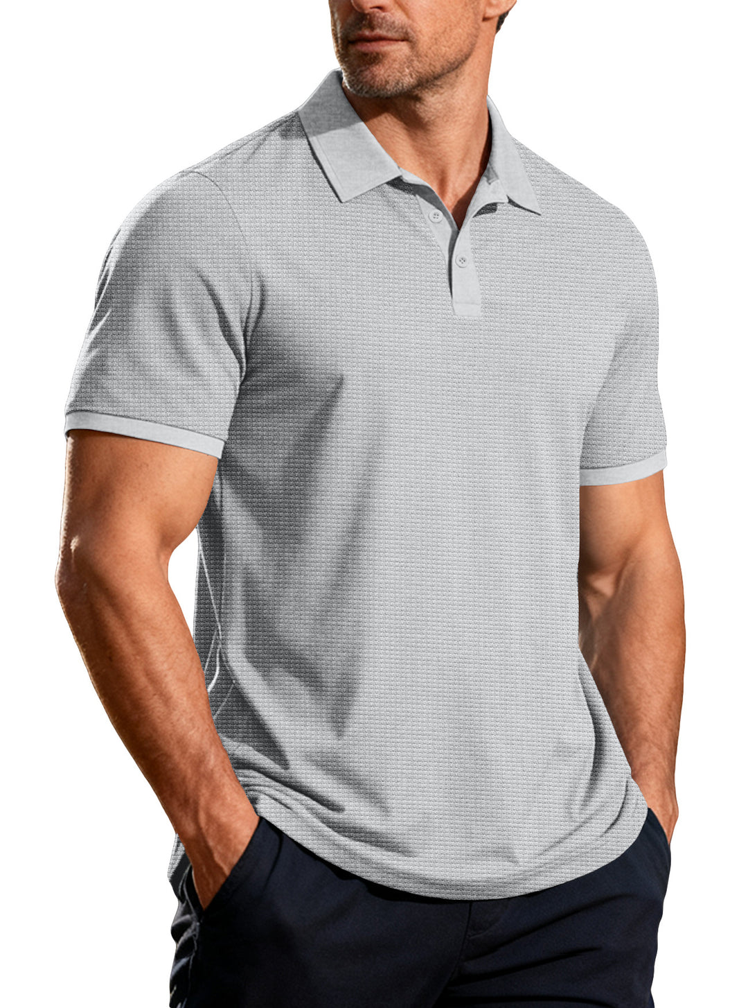 Herren nan strukturiertes Piqué-Kurzarm-Poloshirt mit Hemdkragen Echo Archiv