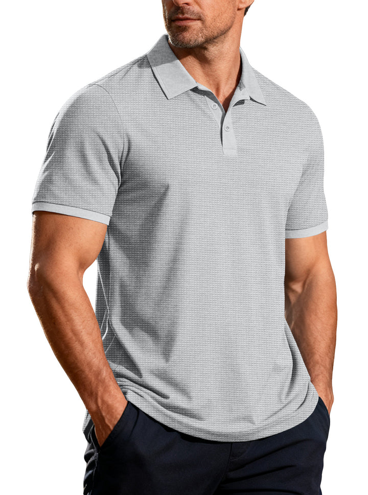 Herren nan strukturiertes Piqué-Kurzarm-Poloshirt mit Hemdkragen Echo Archiv
