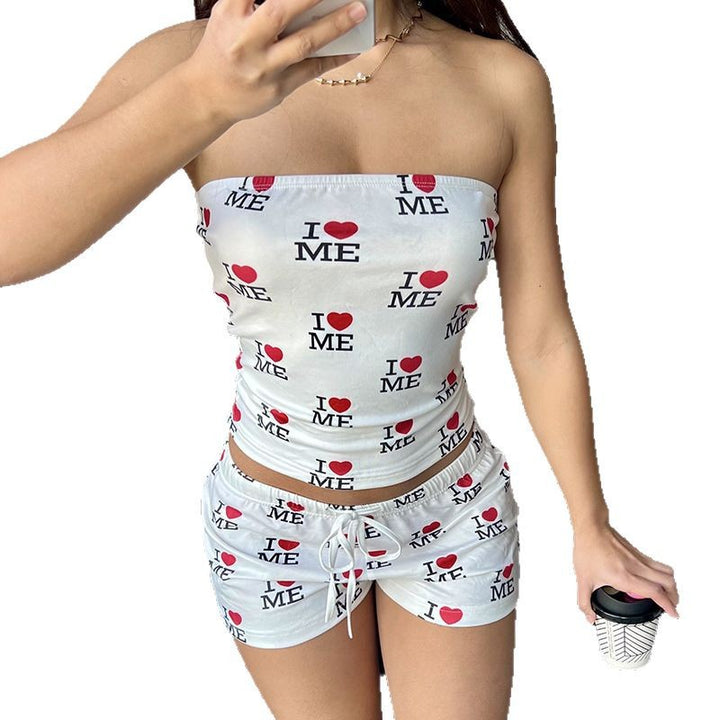 Damen lässige Druckhose mit elastischem Bund Echo Archiv