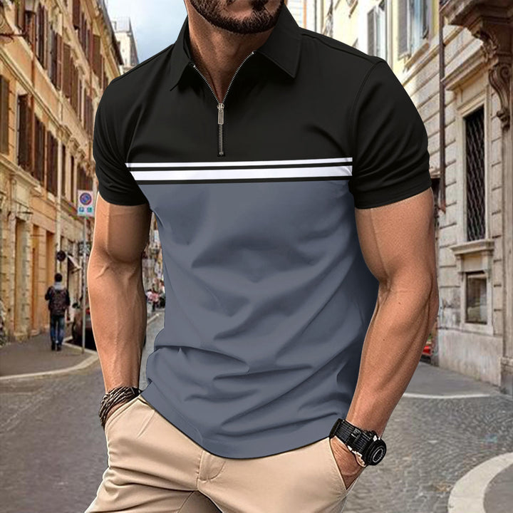 Herren Polo Shirt mit modernem Stehkragen und sportlichem Reißverschluss Echoarchiv