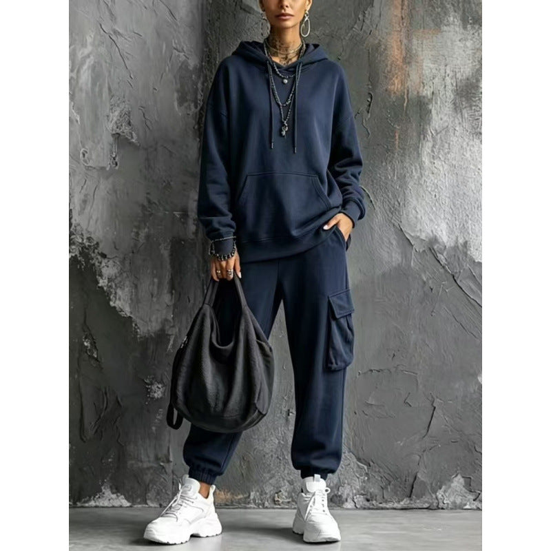 Damen Oversize Hoodie- und Cargo-Jogger-Set aus French Terry – Auréline