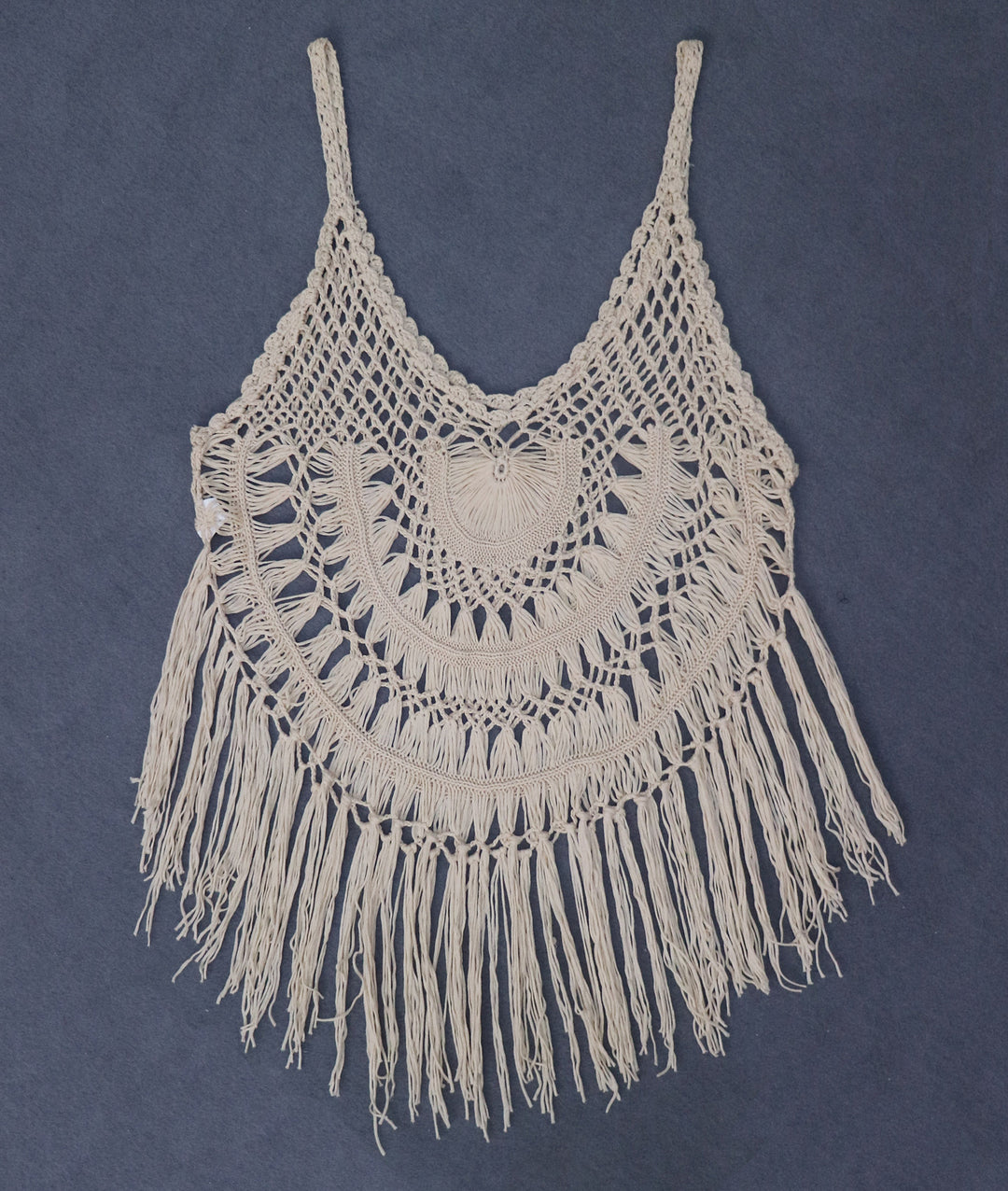 Damen gehäkelter Strandponcho mit Fransen Echo Archiv